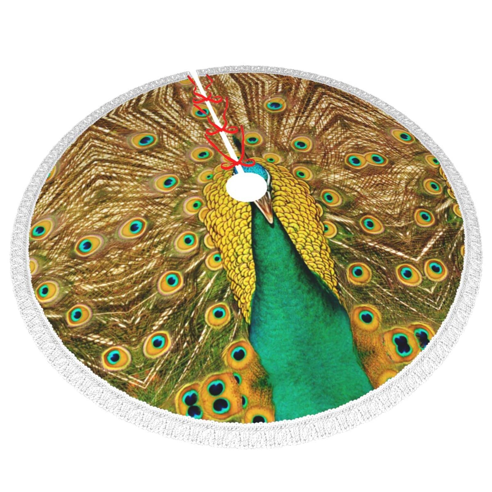 Gonna per albero di Natale con stampa di canna da pesca, 76/91/48 cm