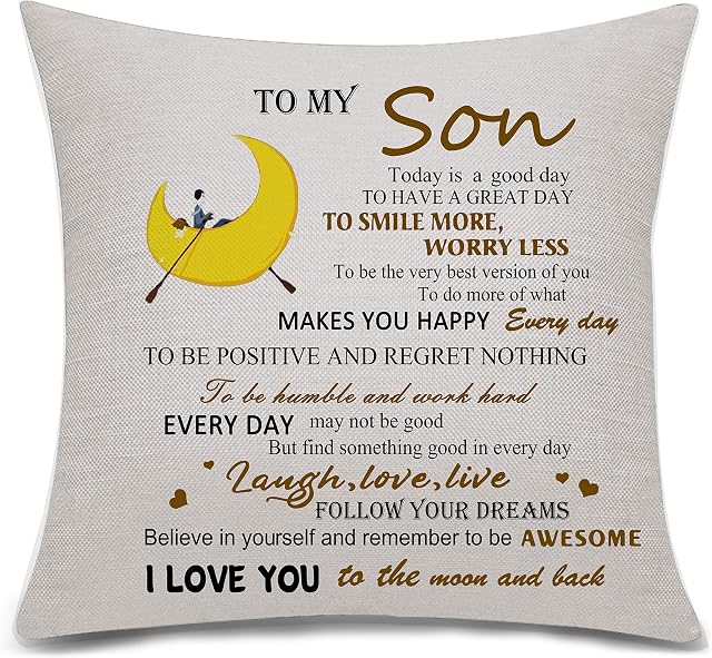 To My Son Pillow Cover Cushion Cover Son Gifts from Dad Mum Thanksgiving Gifts Birthday Gifts (212)