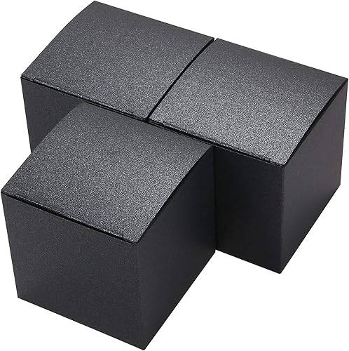 Miniatura 3 de Quotidian Cajas de regalo de papel con purpurina de lujo de 4 x 4 x 4 pulgadas para envolver regalos, galletas, panadería, dulces, chocolate,