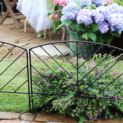 Miniatura 6 de SCENDOR Paquete de 5 vallas decorativas de 17 x 7.9 pies, valla de metal para jardín, a prueba de óxido, para exteriores, patio, cama de flores,