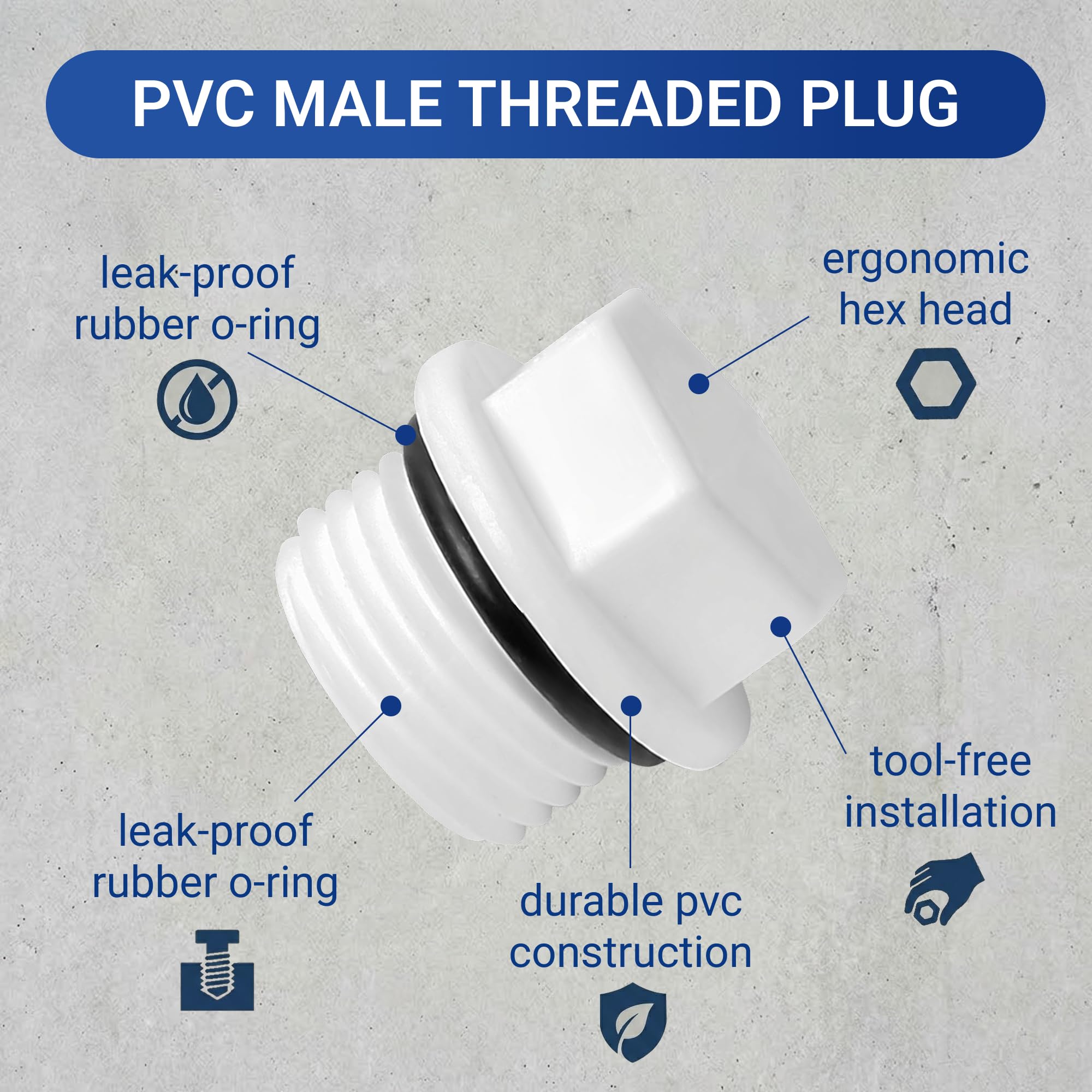 100 Stück 1,27 cm PVC-Stecker Außengewinde | 1,27 cm PVC-Rohrendkappe | 1,27 cm MNPT Außenrohrkappe für Wasserversorgung und Bewässerung
