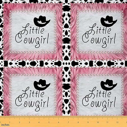 The Yard - Sombrero de vaquera rosa decorativo impermeable para exteriores, tela impresa por The Yard Piel de vaca rosa y blanca, tela de tapicería