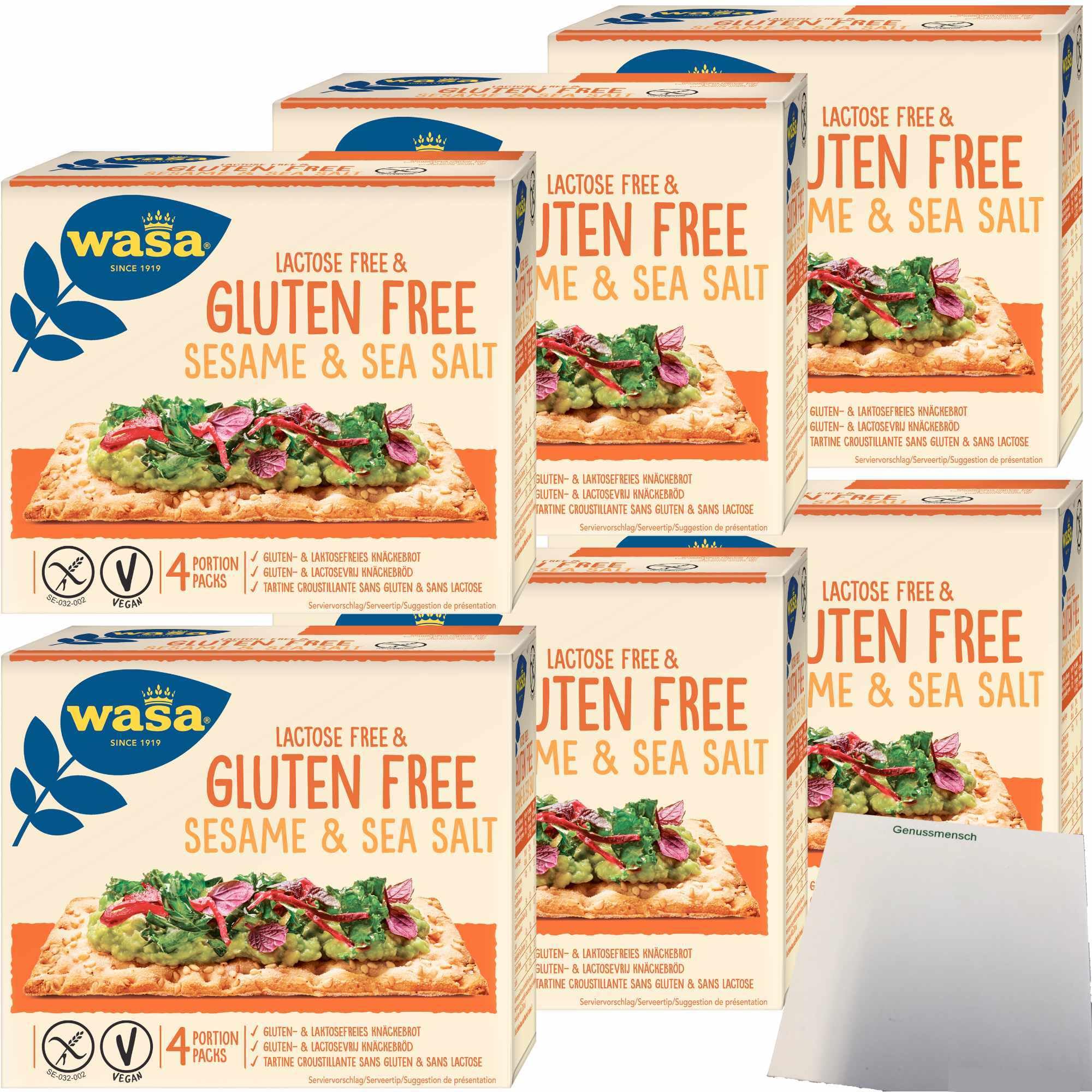 Knäckebrot Gluten und Laktosefrei mit Sesam und Meersalz 6er Pack (6x240g Packung) + usy Block