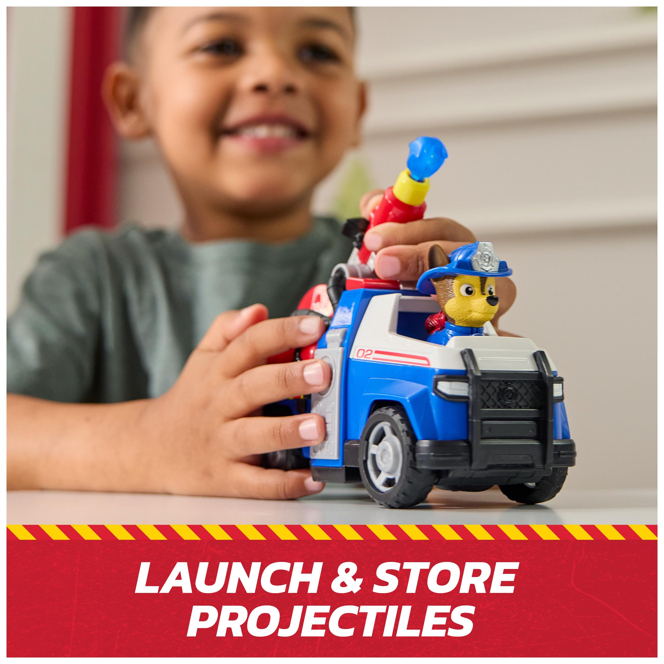 Paw Patrol – Patrulla Canina – Vehículo Figura Chase Fire Rescue Mission Bomberos – Coche Figuras coleccionables – 2 proyectiles – Patrulla Canina de Juguete – Coche Infantil – Juguete Infantil de 3