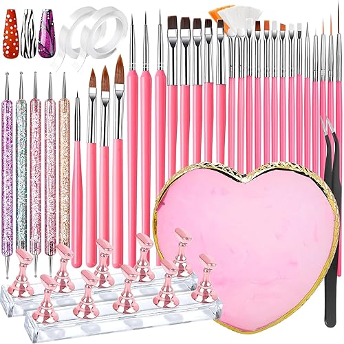 FANDAMEI Nail Art Tools, Nail Design Tools, Nail Art Brushes, Nail Brushes For Nail Art, Nail Art Kit, Nail Stand, Nail Holder For Painting Nails, Nail Dotting Tool, Nail Art Palette, Nail Tools