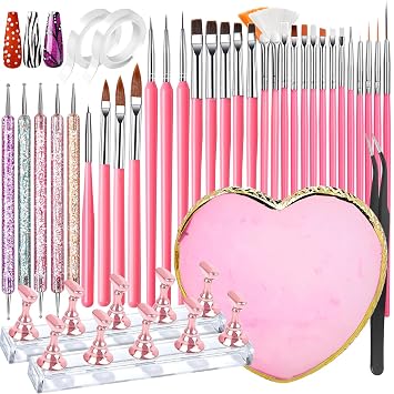 FANDAMEI Nail Art Tools, Nail Design Tools, Nail Art Brushes, Nail Brushes For Nail Art, Nail Art Kit, Nail Stand, Nail Holder For Painting Nails, Nail Dotting Tool, Nail Art Palette, Nail Tools
