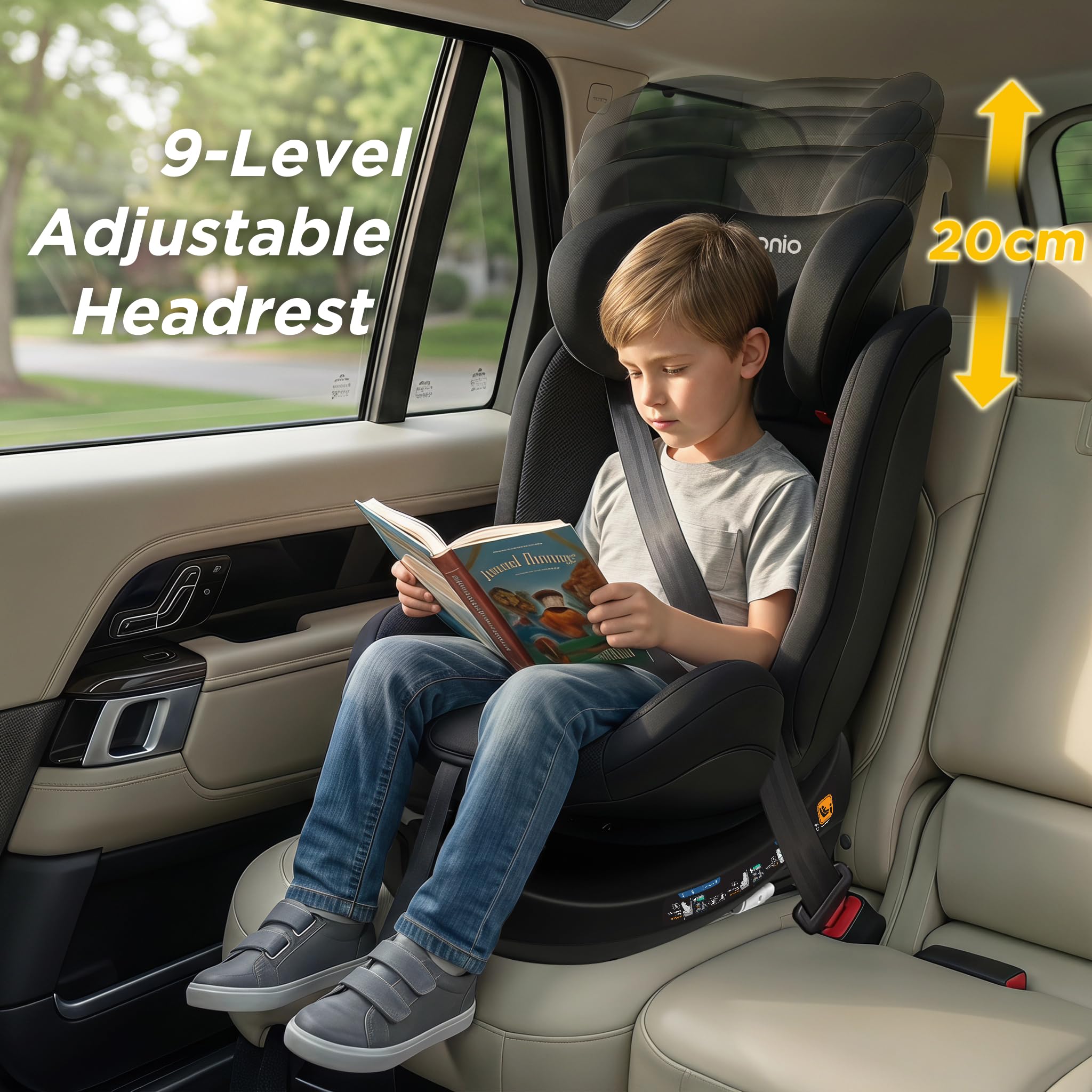 Bonio 360 Girevole Seggiolino Auto ISOFIX con Gamba di Supporto, 40-150cm