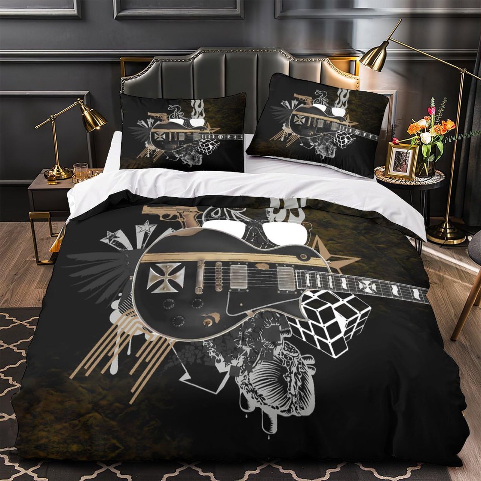 Housse de couette princesse imprimé 3D parure de lit microfibre 200x200 cm