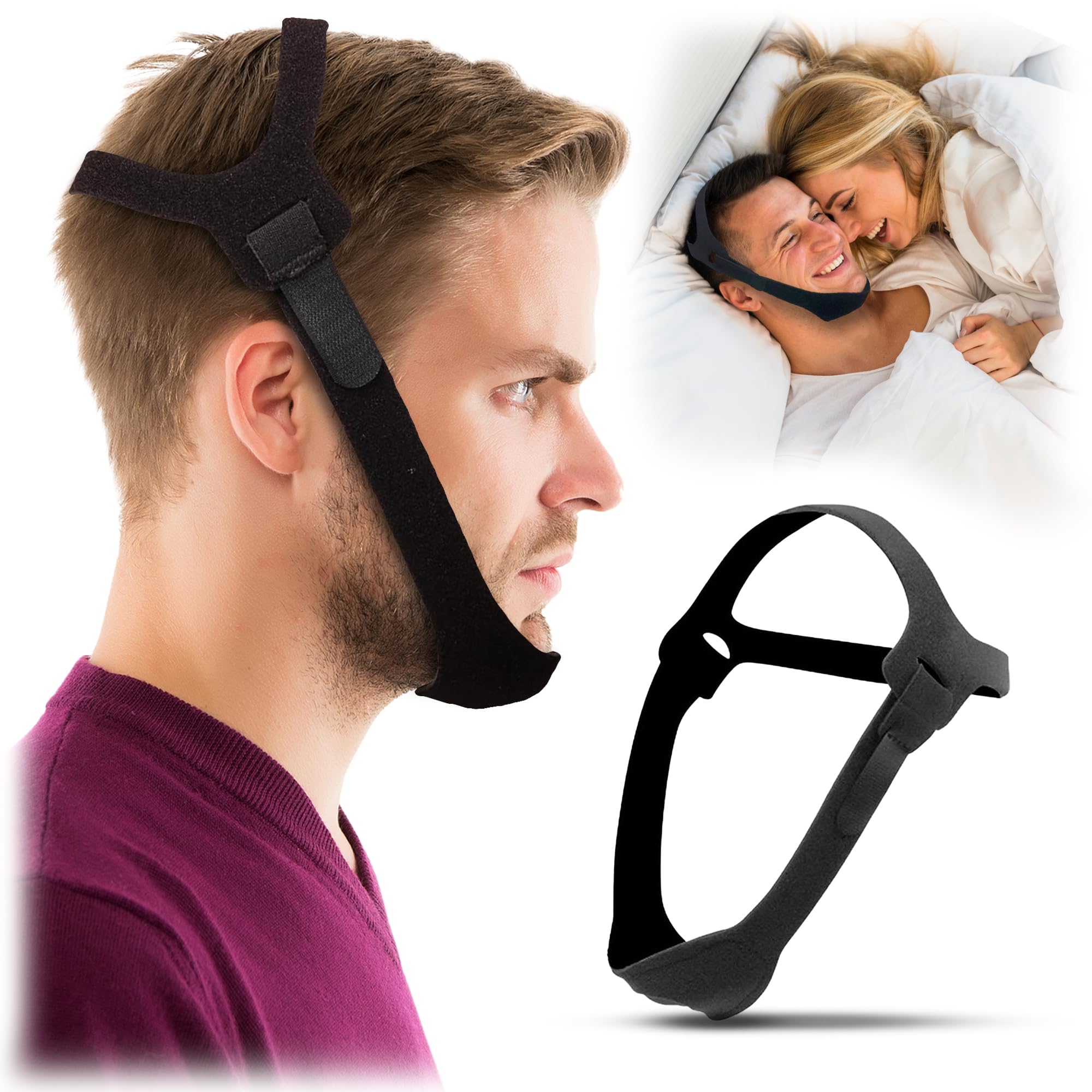 anti snoring chin strap for men and women cpap users - airflow jaw strap - effective snore solution for excessive snoring