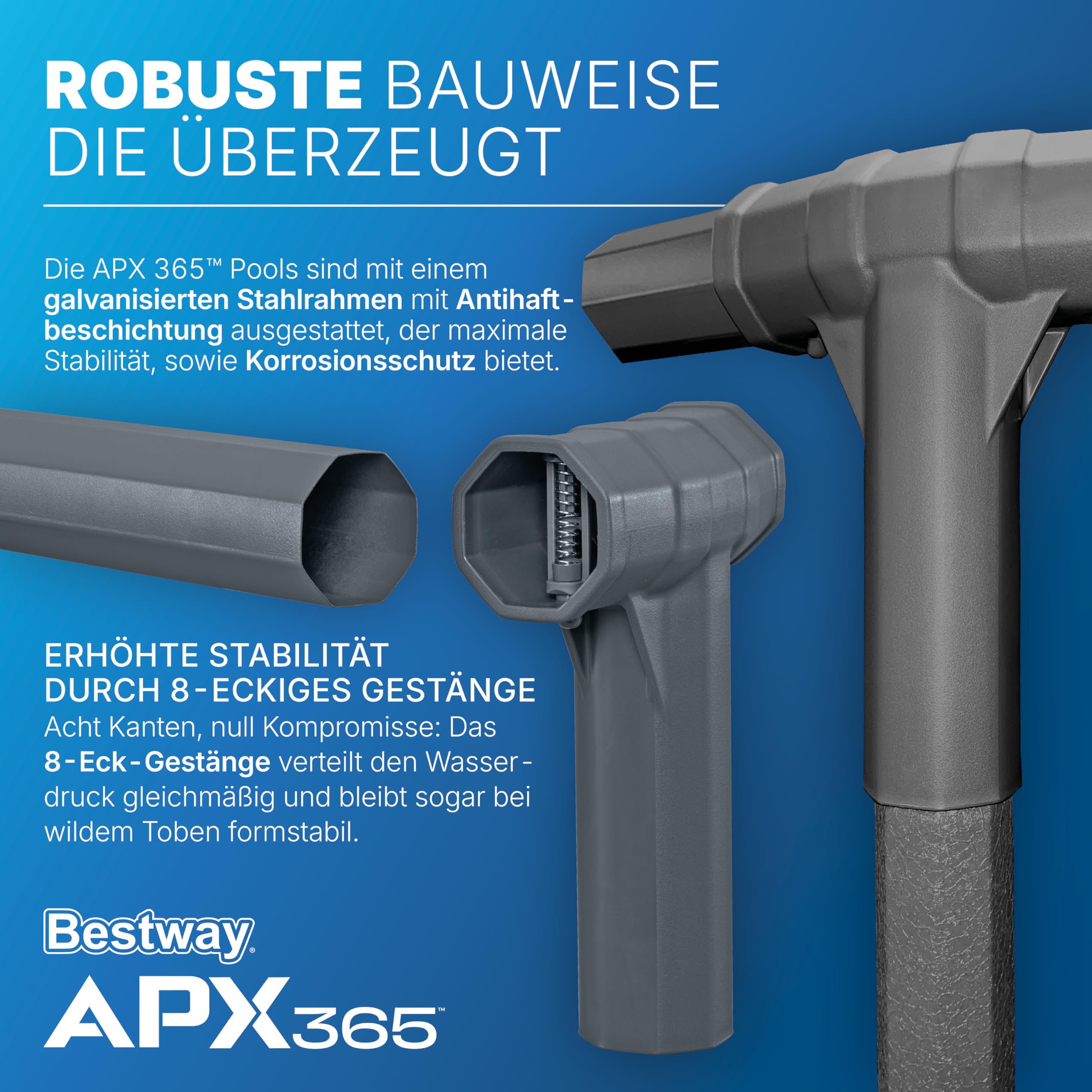 Bestway APX365 Winterfestes Frame Pool Set, Ø 549 x 132 cm, 26.000 L, Sandfilteranlage, Marmor-Optik, Ganzjahresschutz, Kein Abbau nötig, Werkzeugloser Aufbau, Sicherheitsleiter, Abdeckplane