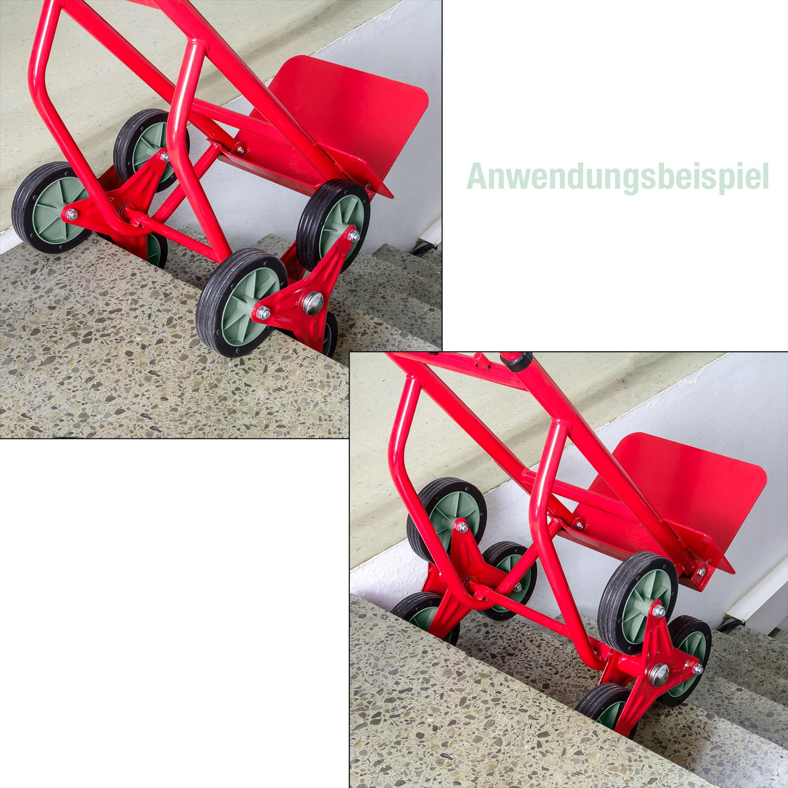 DEMA Stahlrohr Treppenkarre mit 3-Stern-Rädern, Transportkarre, Sackkarre, Treppensteiger - 120 kg, Robust, Kippsicher, Langlebig für Werkstatt, Lager, Umzug