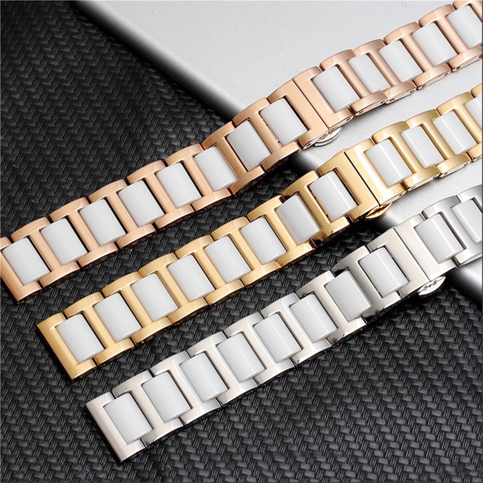 Bracelet en céramique for Femmes et Hommes, en Acier Inoxydable, 12-22mm, Montre à la Mode