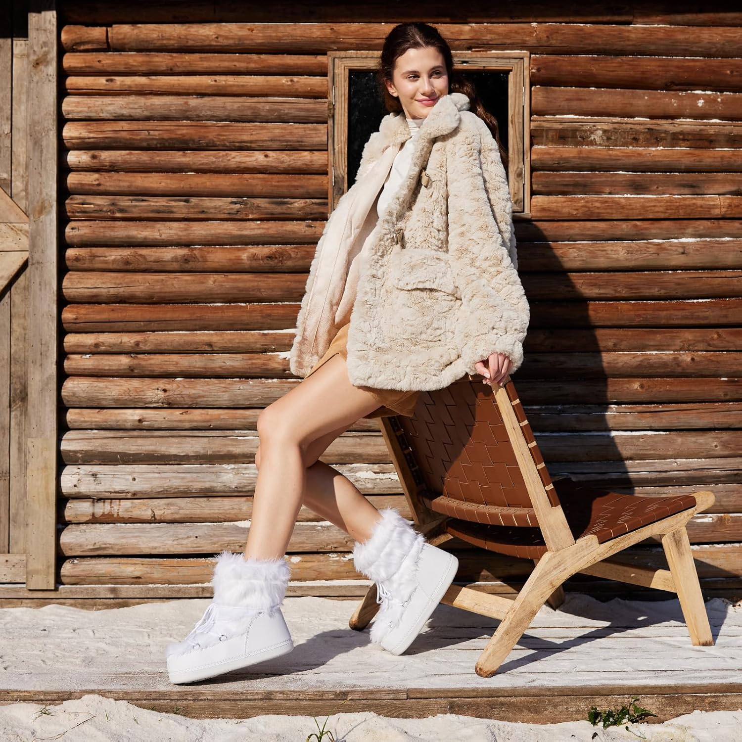 Women's Faux Fur Snow Boots for Women Warm Winter Fluffy Boots Fuzzy Comfortable Shoes - Image 6