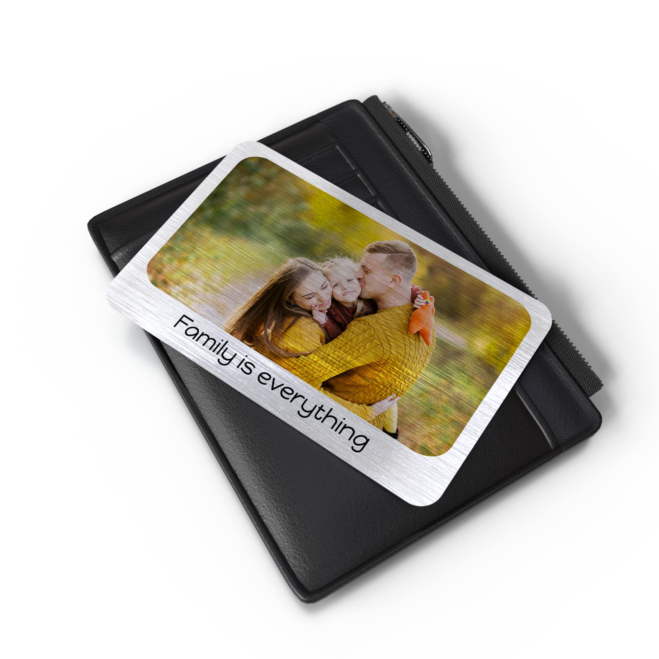 Active Window Films Personalised Aluminium Silver Wallet Photo Insert Card, Metal Photo & Message Waller Purse Card, Sentimental Photo Memory Card Keepsake (Landscape Photo & Text)