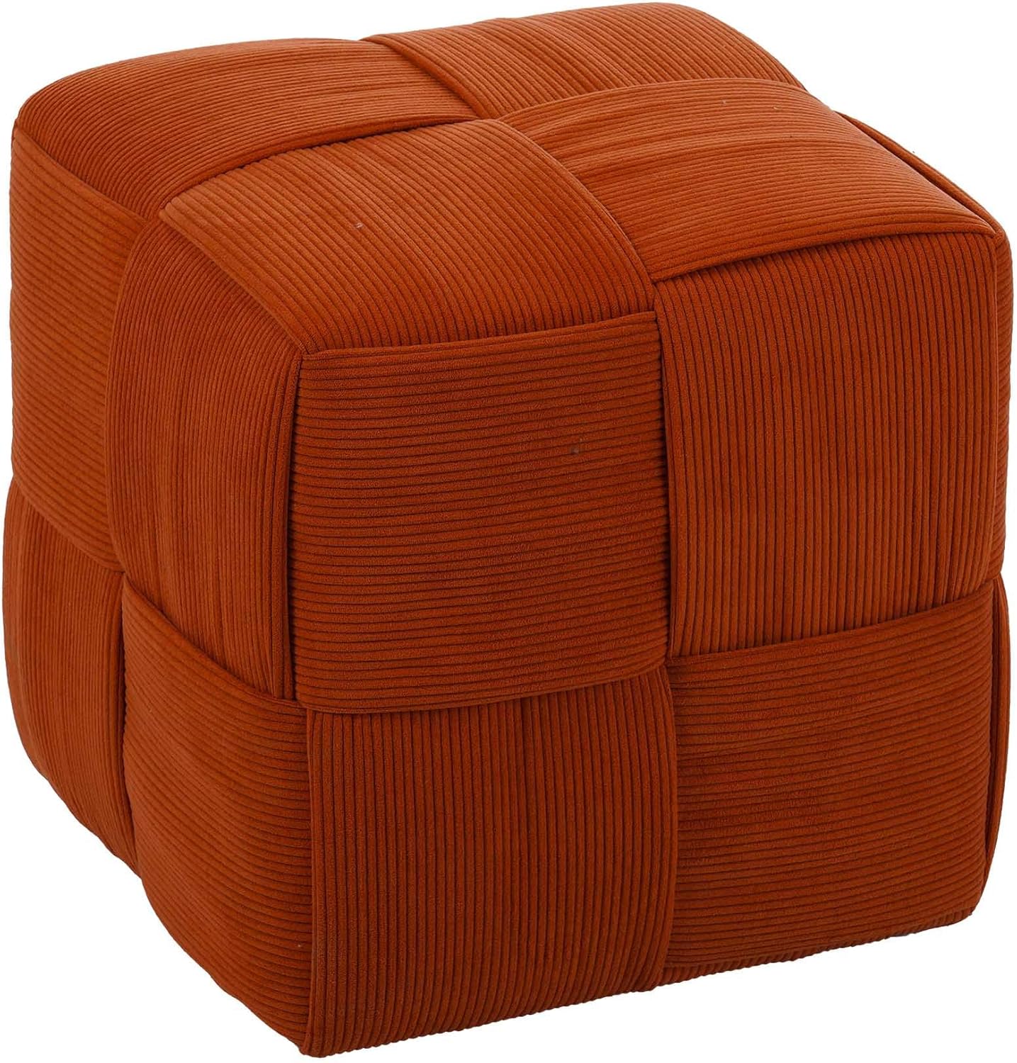 Green Cube Ottoman, Foot Rests Pouf Soft and Comfortable Corduroy Woven Design, Foot Rest for Couch for Living Room, Bedroom, Square Pouf Ottoman 14.2" (Green)
