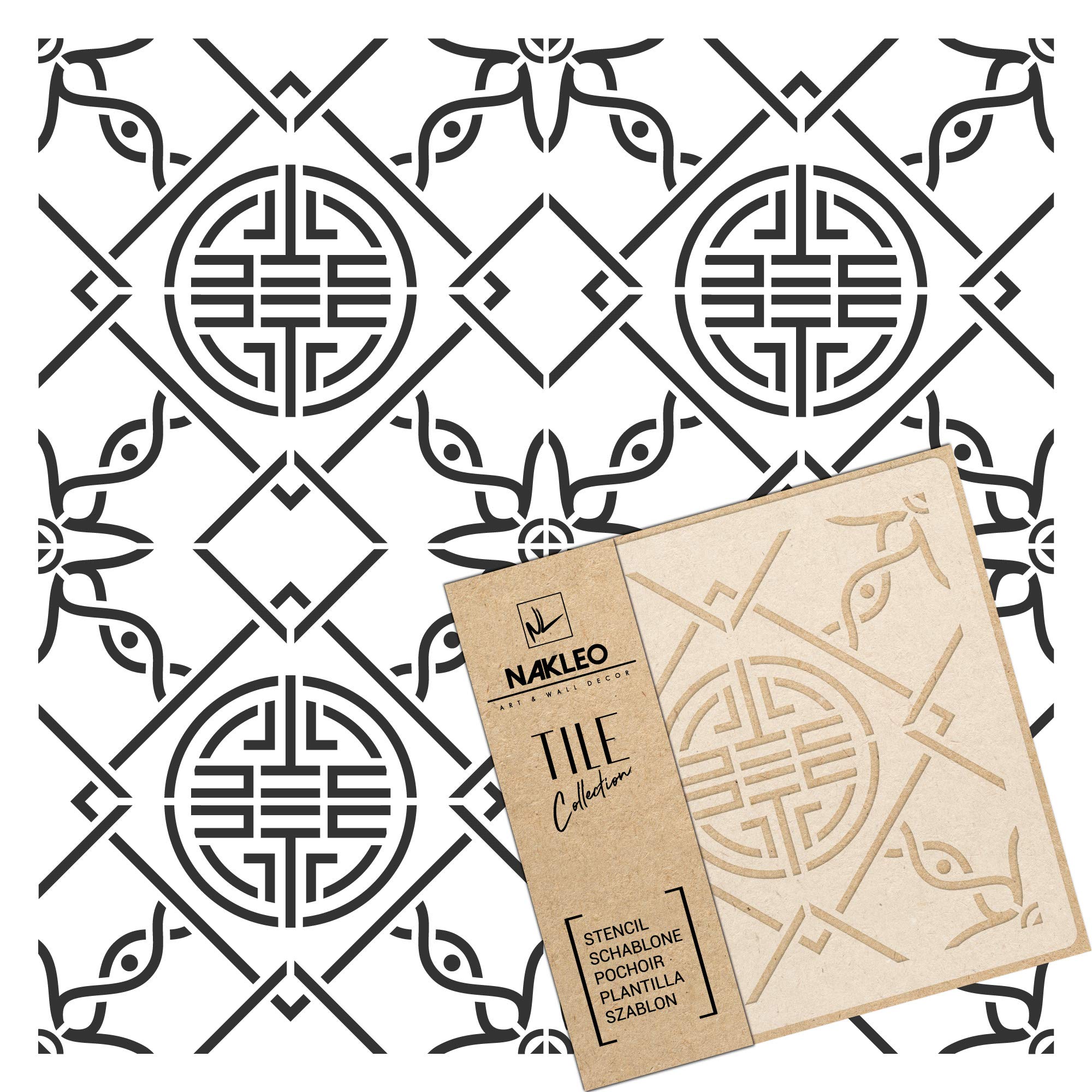 LINFEN Tile Reusable Plastic Stencil // Moroccan Geometric // Floor Wall (11.8x11.8")
