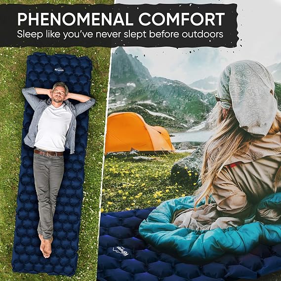 POWERLIX Ultralight Camping Sleeping Pad with Inflation Bag Compact Lightweight Camping Pad, Outdoor Backpacking Hiking Traveling Airpad Camping Air Mattress Sleeping Mat