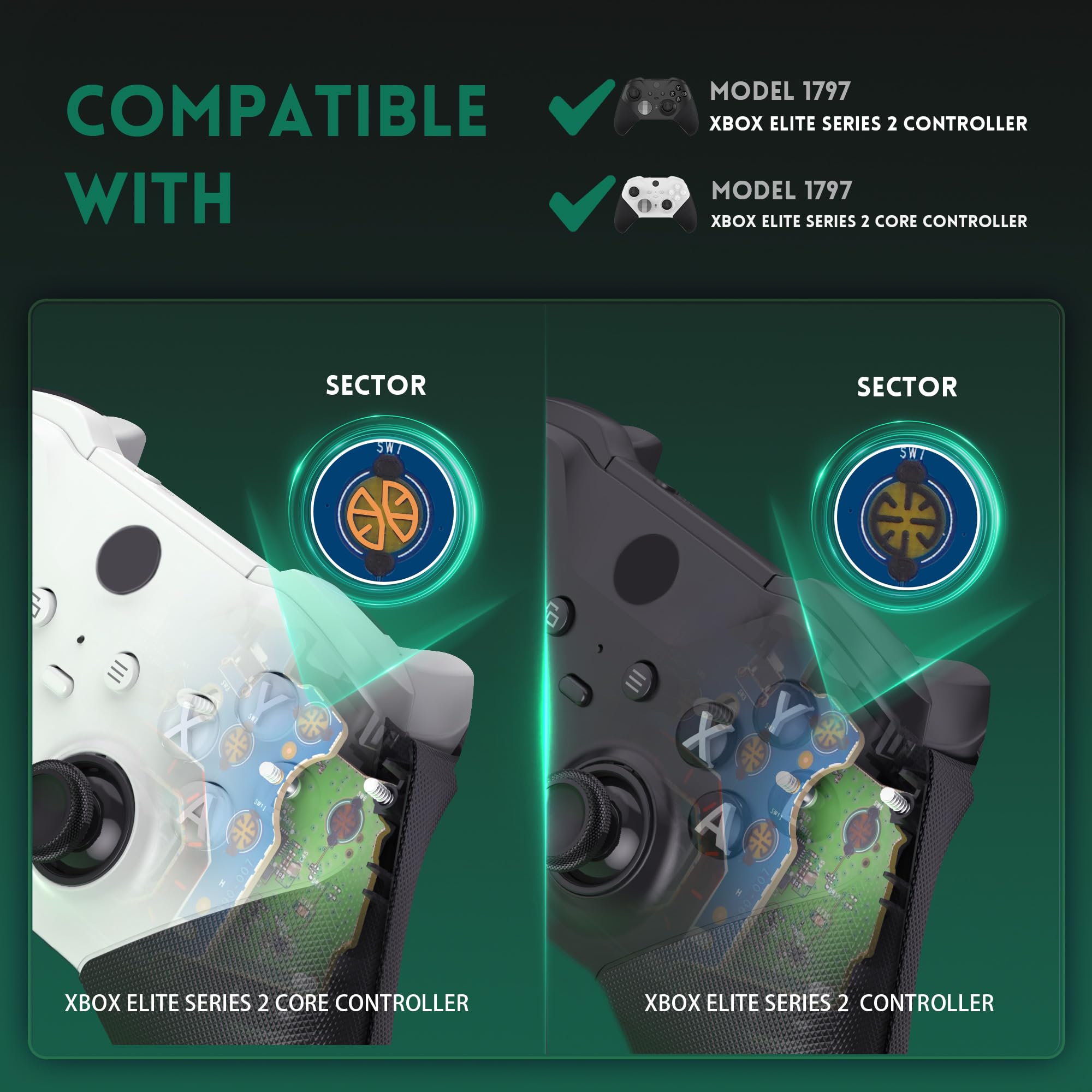 eXtremeRate Whole Clicky Kit pour Xbox Elite Series 2 Manette avec Gâchette & Boutons pour Xbox Elite Series 2 Core Manette (Modèle 1797) Switches Tactiles Ergonomiques Kit Clicky - Version Forte
