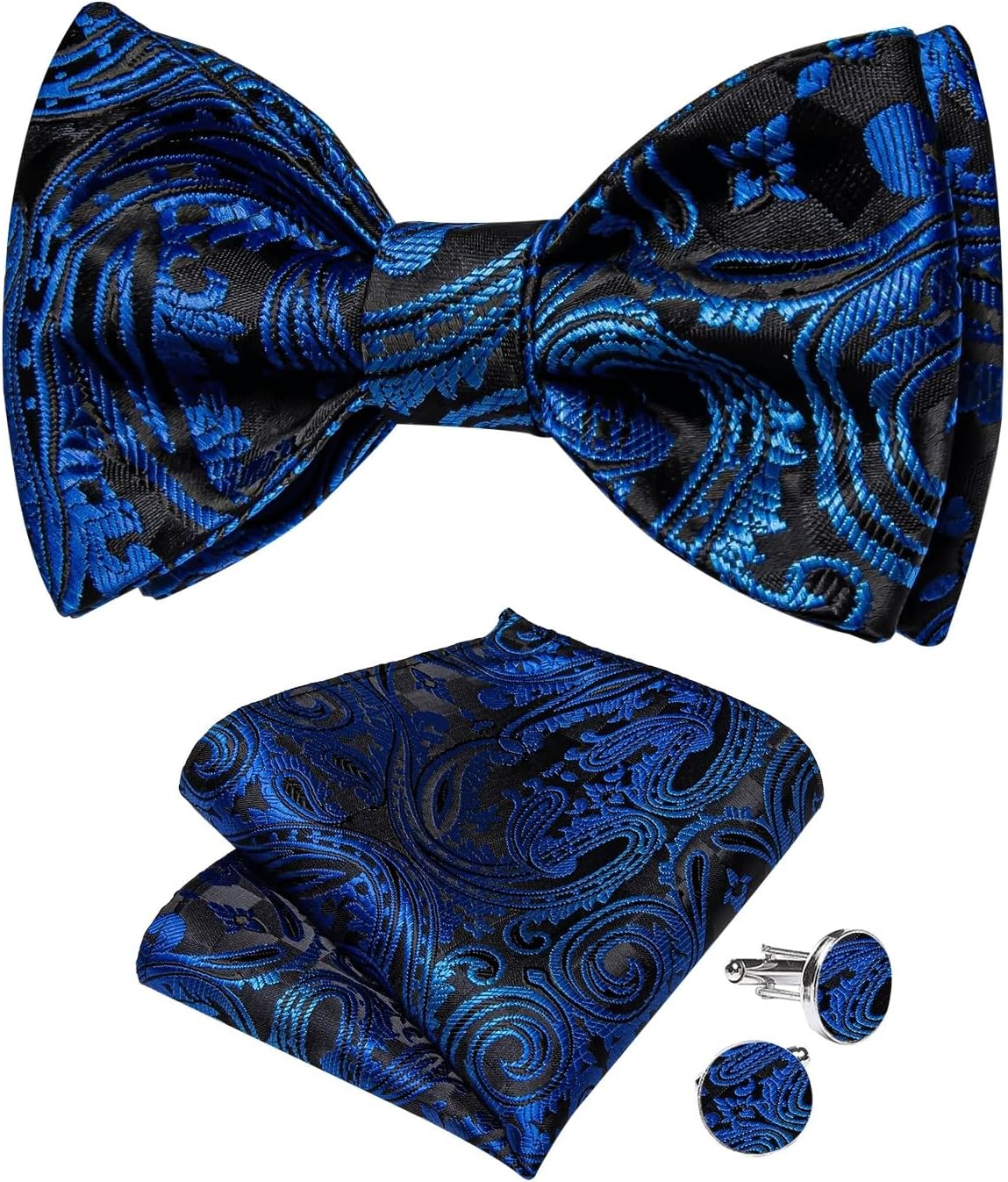 Self-Bowtie Solid Paisley Ties Set Cravat Brooch Men Knot Bow Tie Accessories Gift