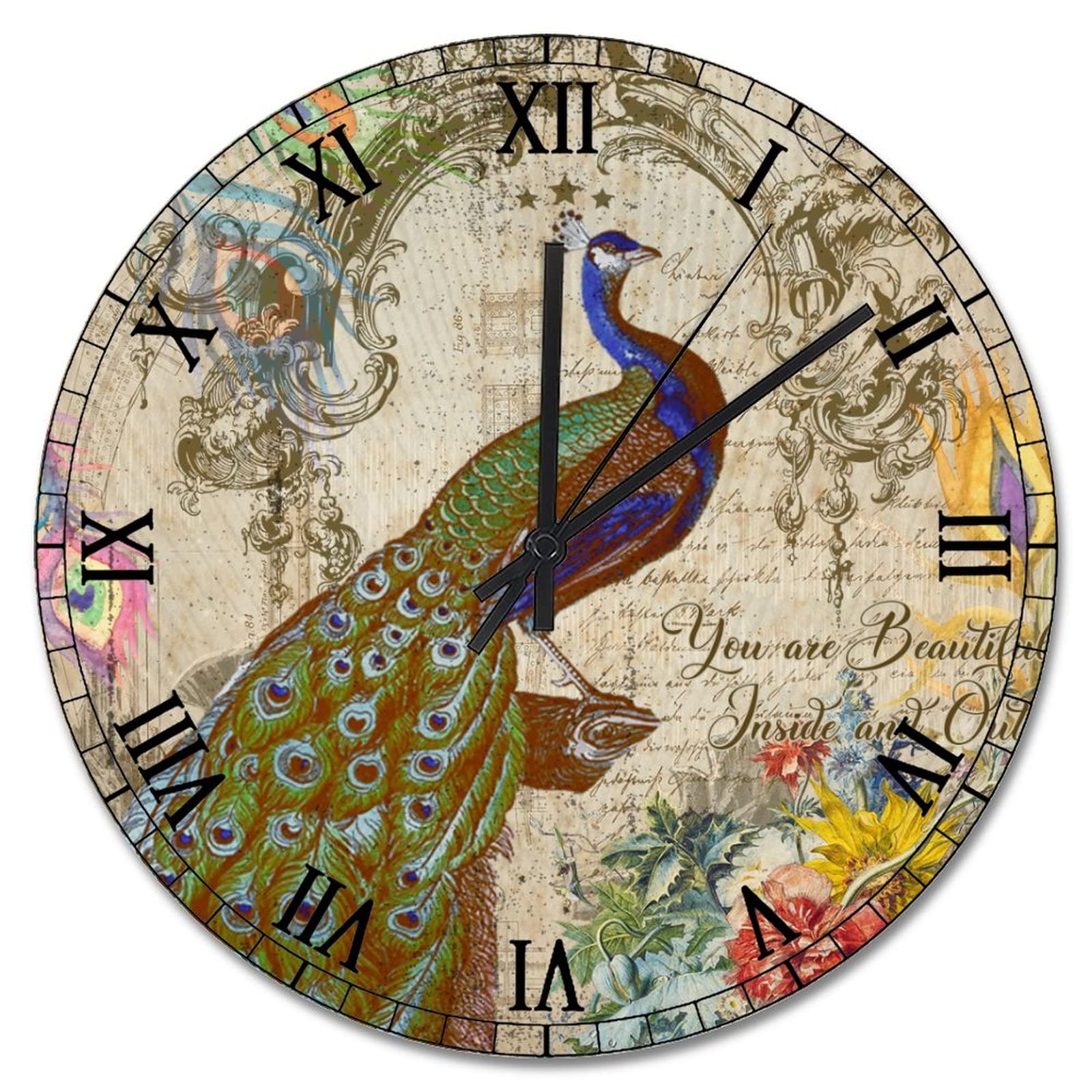 Horloge murale Paris retro paon cadeau ideal decoration de maison et appartement