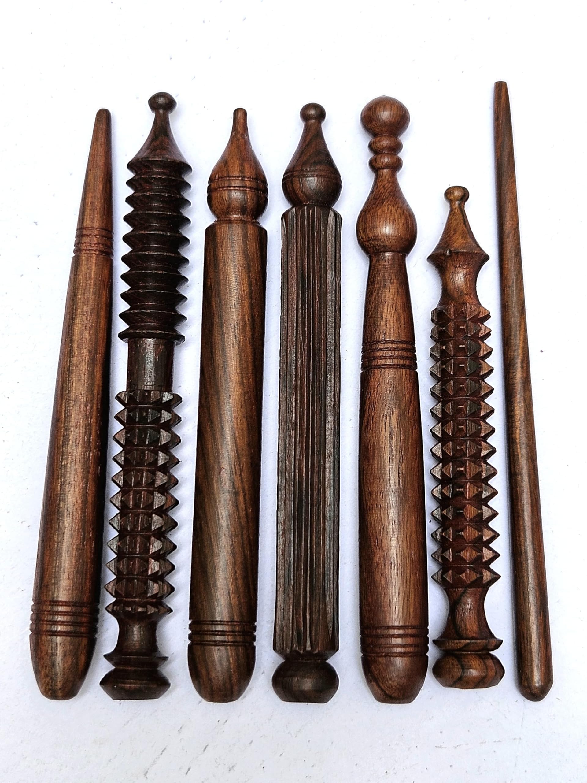 Masterarts Wooden Massager, Acupressure Massager, Wooden Massage Sticks, Massager for Acupressure Points, Jimmy, Thai Massagers, Hand and foot Massager Sticks in PURE SHISHAM WOOD ( Pack of 6 )