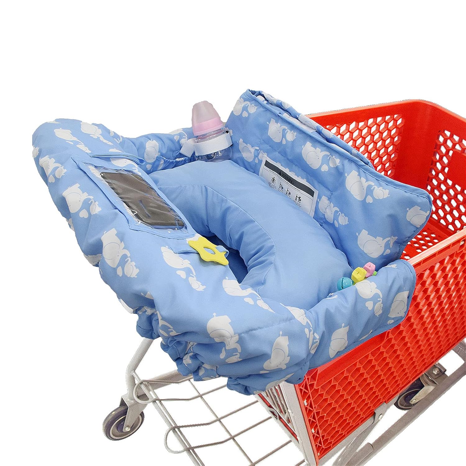 Baby Shopping Cart Cover with Pillow&2-in-1 High Chair Cover~Blue Elephant : Baby
