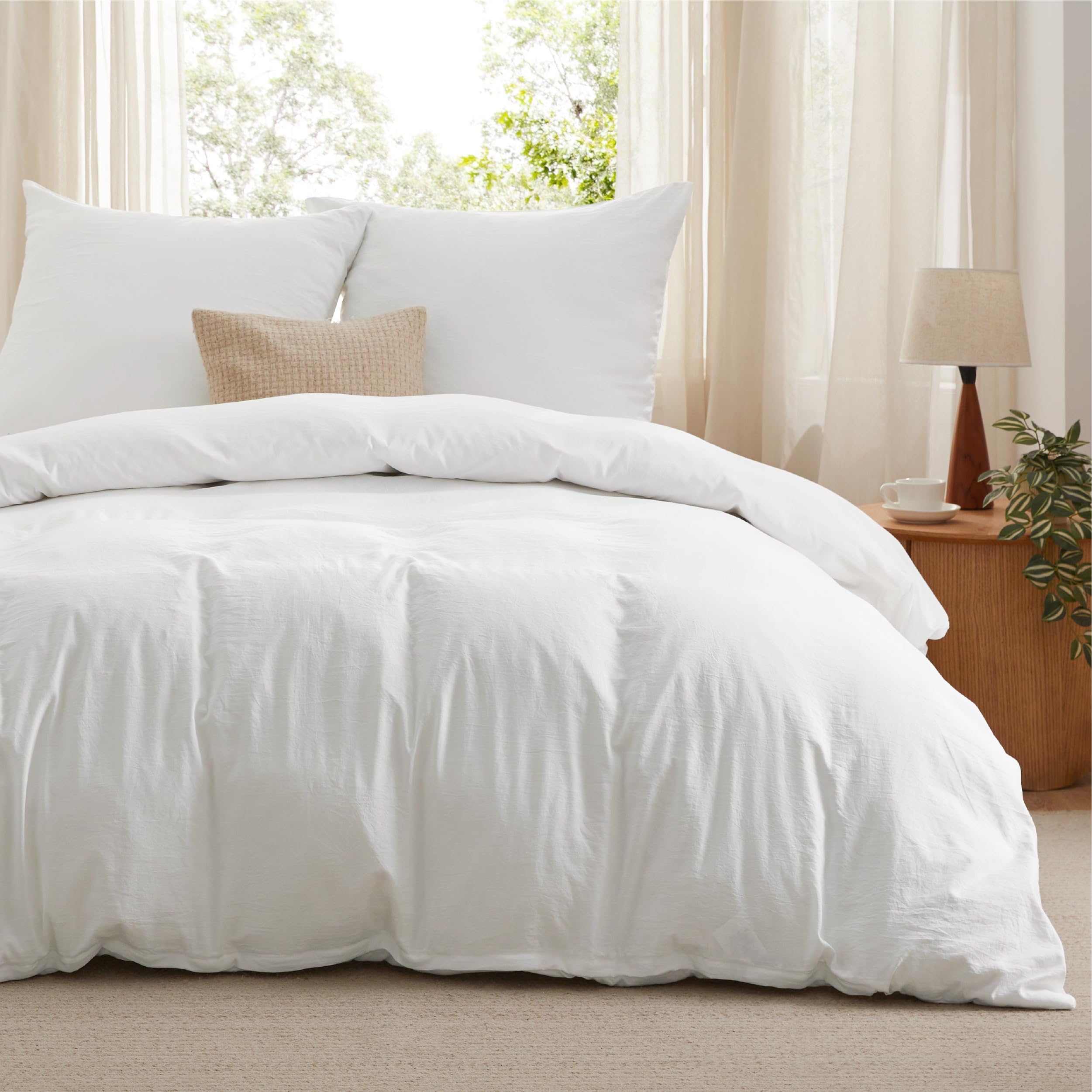 Bedsure Bedding Duvet Cover for Bed 135/150 – Polyester Microfibre Duvet Cover Set 240 x 220 cm and 2 Pillowcases 50 x 75 cm, Duvet Cover with Oeko-Tex Zip (White) OEKO-TEX STANDARD 100