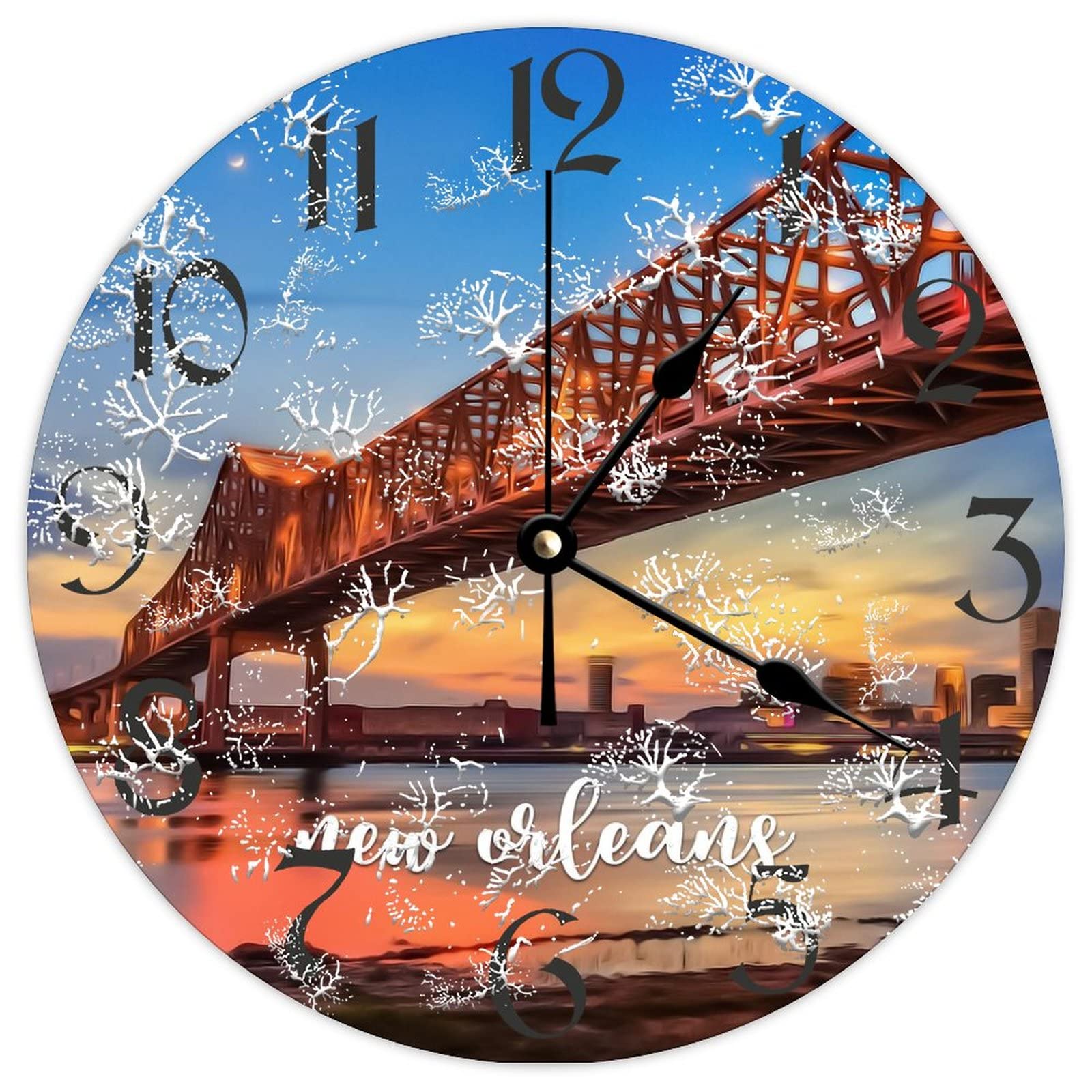 Horloge murale silencieuse sans tic-tac en bois mouvement quartz à piles