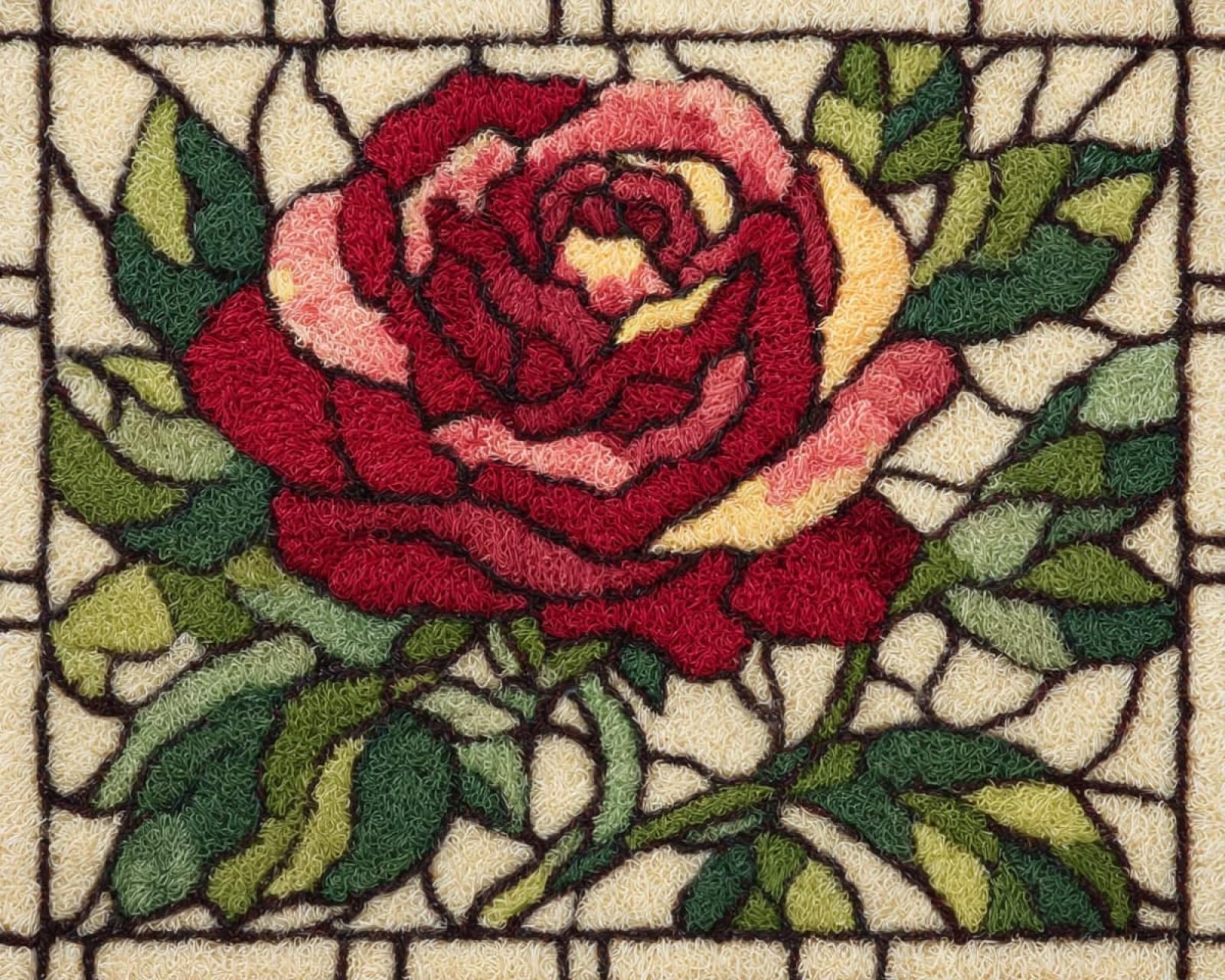 Wallphantom Rug Making Kit for Adults Beginners,Beautiful Roses,Latch Hook Cushion Kits,Carpet Embroidery Needlework Crocheting,Tapestry for Home Decoration,80x115cm
