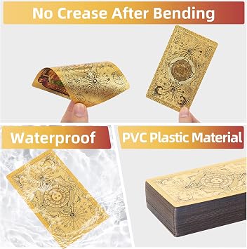 Tarot Cards Deck, Luxury Tarot Card Deck, Splendid Classic Tarot Deck, Durable Waterproof Gold Foil Tarot Decks for Beginners (Gold Sun)