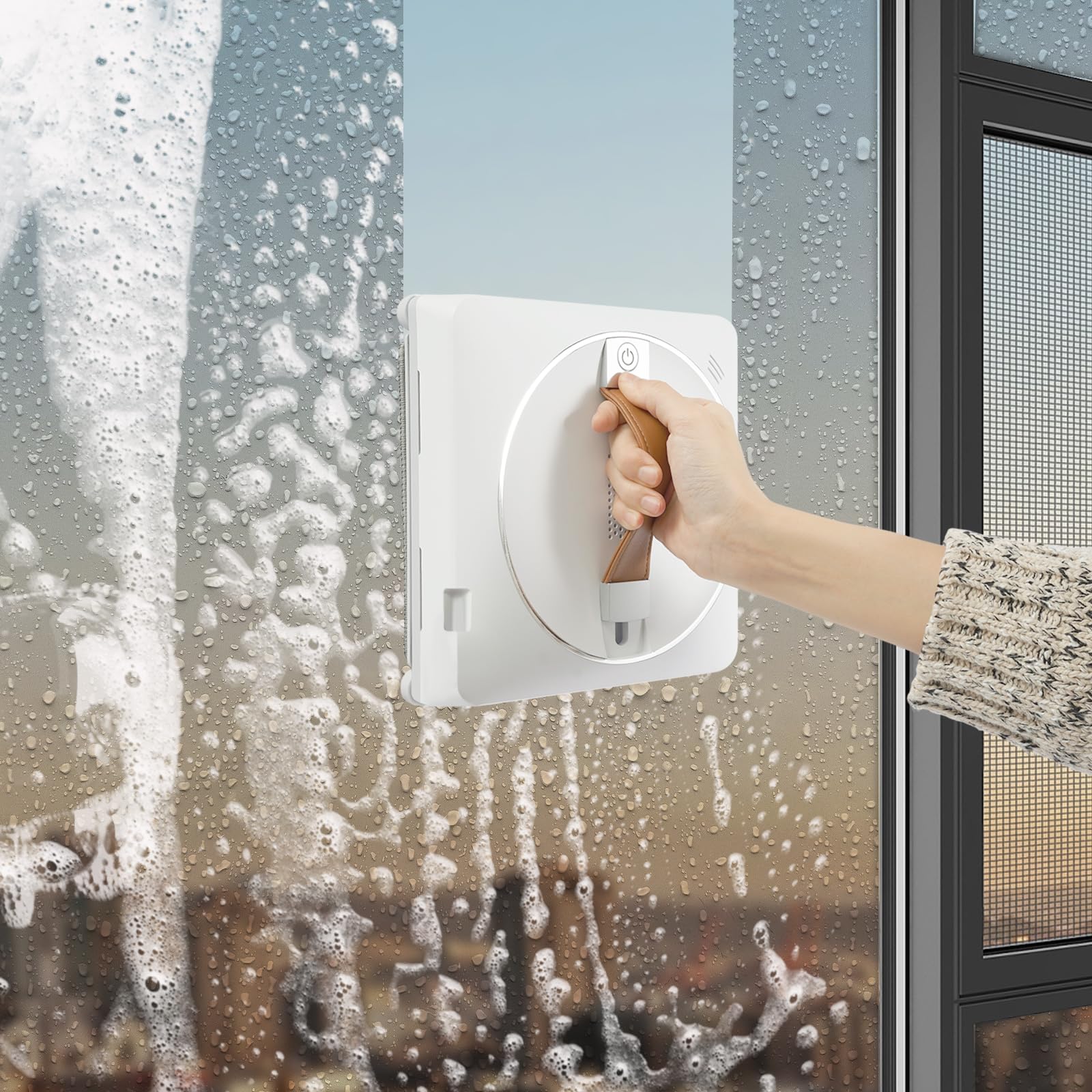 Robot limpiador de ventana automático de ventana, robot limpiador de cristal inteligente, aspirador 2500Pa control remoto APP seguridad anticaída doble pulverización casa apartamento gran ventana