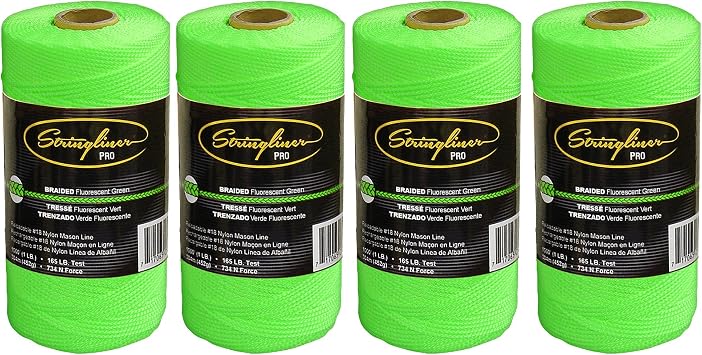 35768 Masons Line Replacement Rolls 1 Lb. #18 Construction Replacement Roll Braided FL Green 1000. 4 Pack