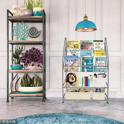 Miniatura 29 de aboxoo Estantería infantil independiente para habitación de niños pequeños de 18 pulgadas, organizador de juguetes, estantería blanca estable, Negro