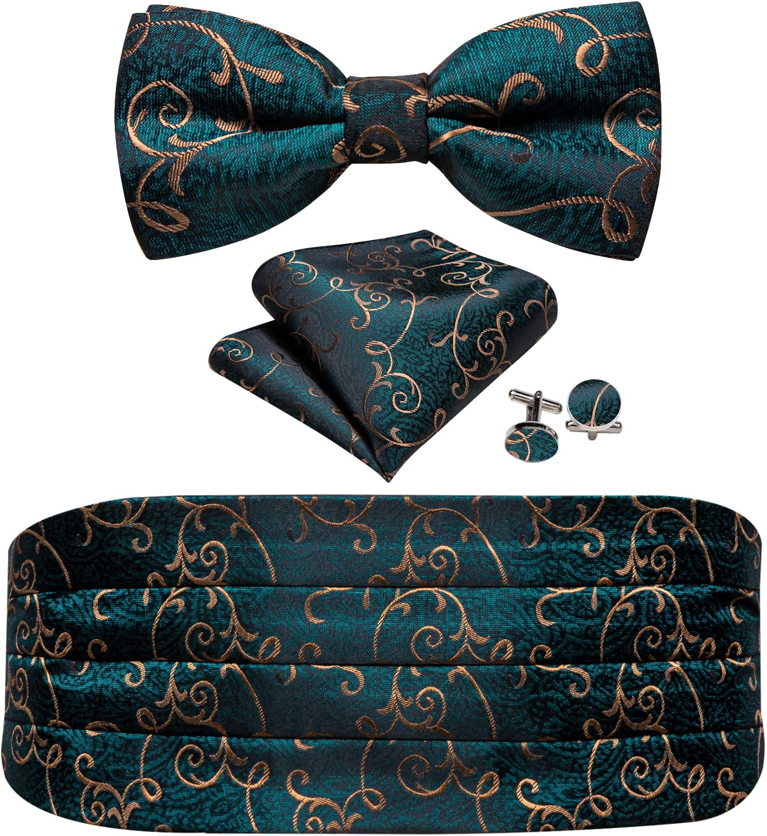 YOHOWACheck Tie Set Men Pocket Square Cufflinks Silk Plaid Business Tie Wedding Fashion