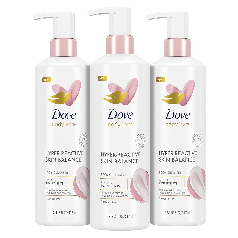 Sabonete líquido corporal Dove Body Love sem fragrância, 3 unidades, 12 ingredientes, 17,5 oz