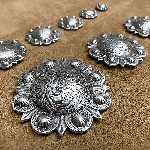 Miniatura 3 de Leathercraft - Sillín de conchos de cobre grabado, conchos de bayas con rosca trasera, paquete de 10 unidades (BS9163-1-Cobre, 1-14 pulgadas)