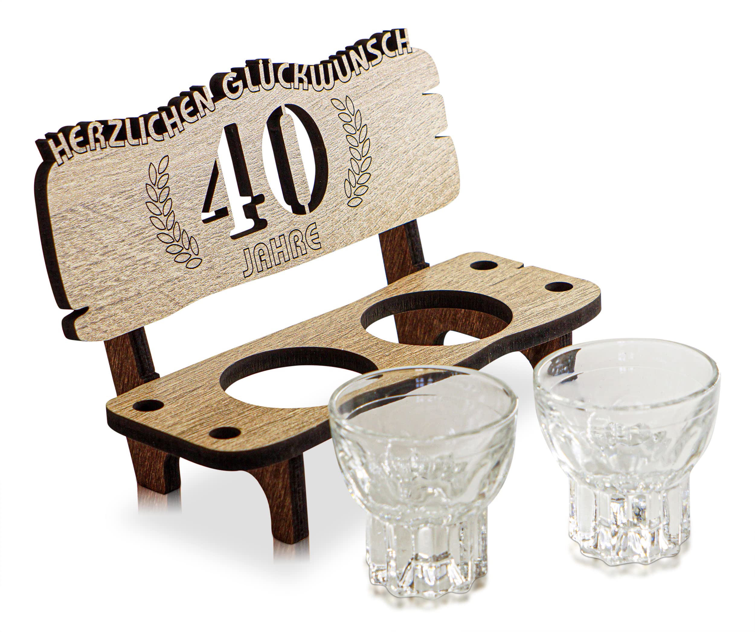 Schnapsbank Mit 2 Gläsern – Personalisiertes Geschenk Zum 66. Jubiläum – Graviert, Inkl. Lorbeerkranz – Ideal Für Geburtstag & Hochzeit