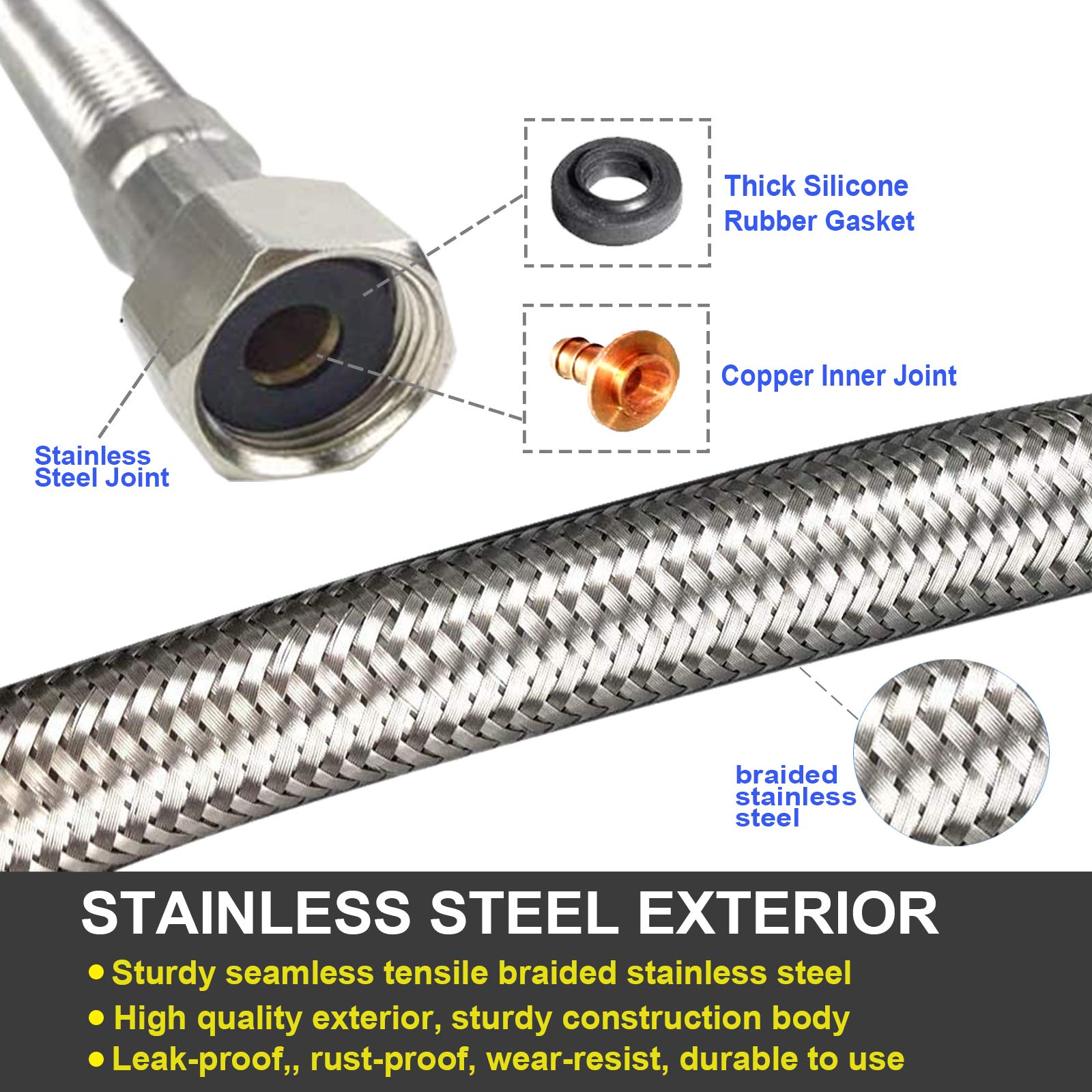 Faucet Supply Lines 36 Inch Vataler Faucet Line Connector Braided 304