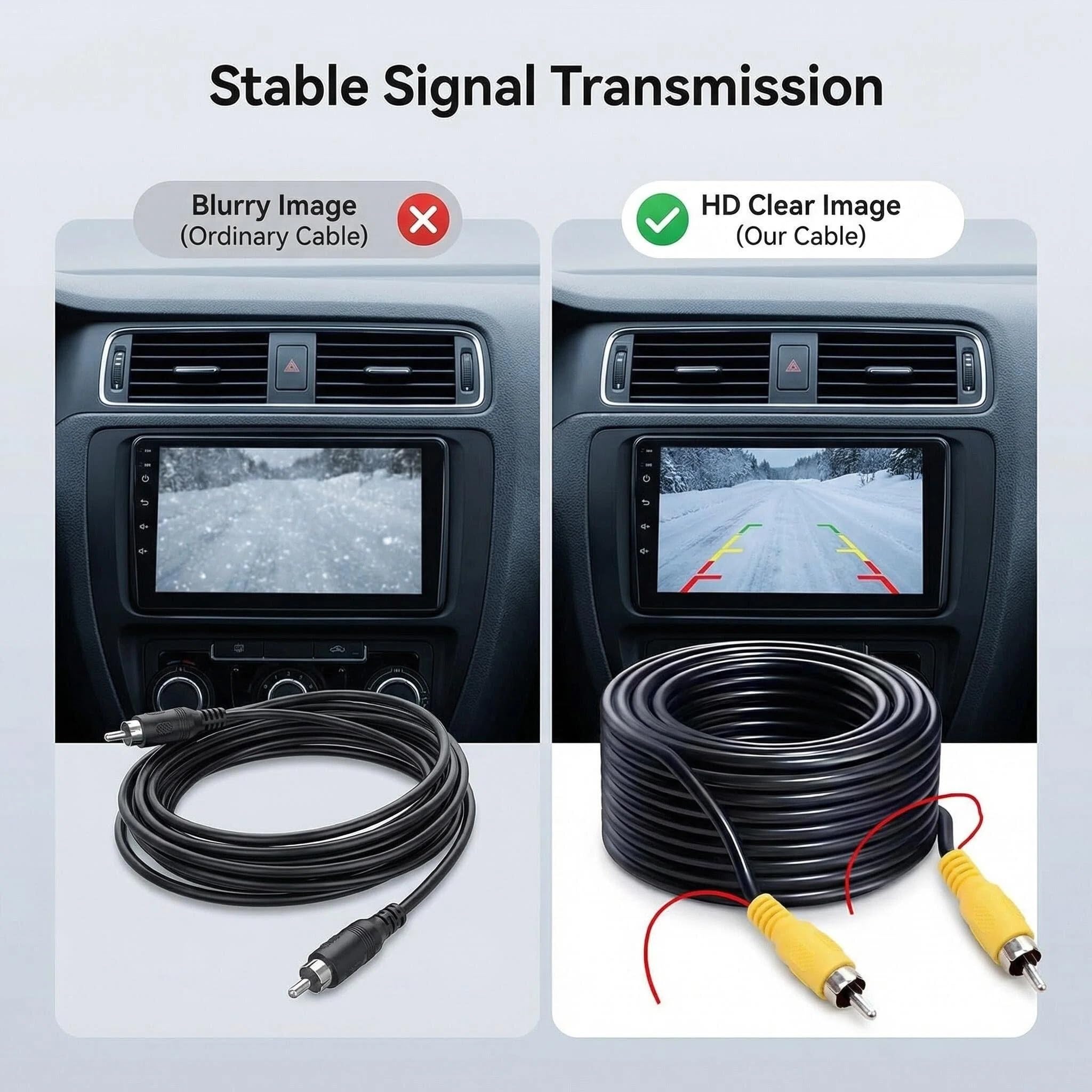 Générique Câble Vidéo RCA 10M pour Caméra de Recul, Extension AV Mâle-Mâle avec Fil de Détection, Cordon RCA Jaune pour Voiture Camion Camping-Car Moniteur TV Box