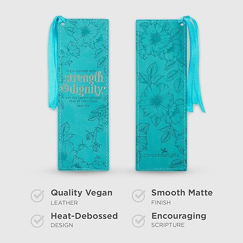Miniatura 222 de Christian Art Gifts - Separador de piel sintética con cinta de satén y verso bíblico inspirador para mujeres y hombres, Marrón - Proverbios 31 Mujer