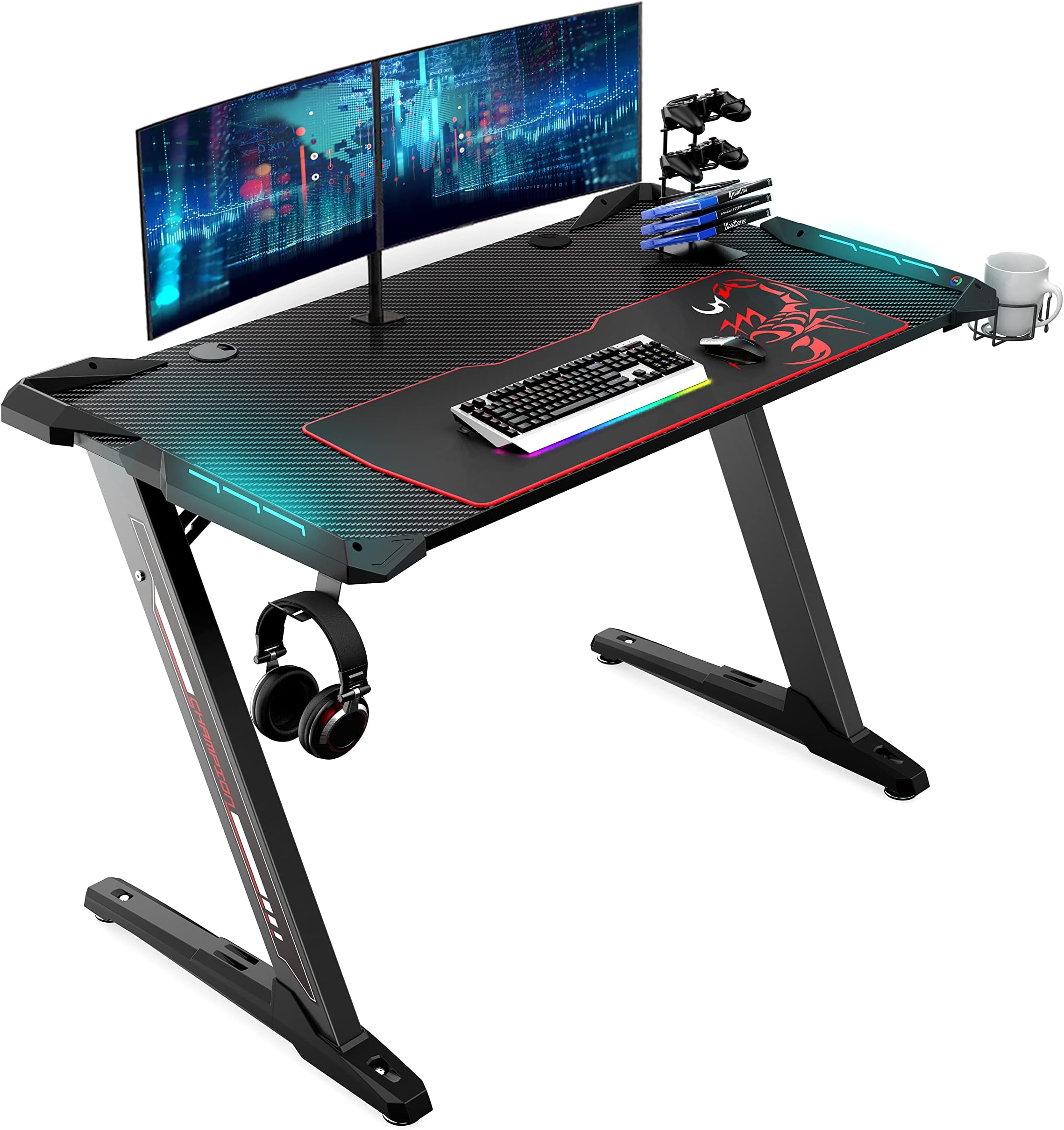 Amazon Basics Rectangular Gaming Computer Desk With Storage