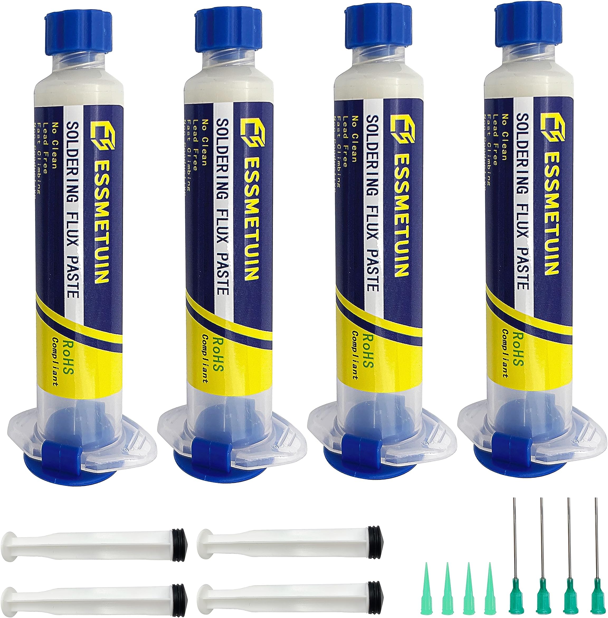 Essmetuin No Clean Soldering Flux Paste(4Pack), Solder Flux for Electronics Soldering, Tin Soldering, Lead-Free Rosin Soldering Flux for Circuit Boards and Copper Electrical Wire