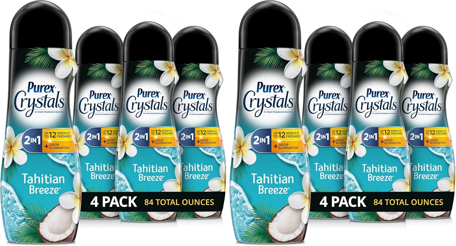 Purex Crystals in-wash Fragrance and Scent Booster,Tahitian Breeze,21 Ounce,(Pack of 8)