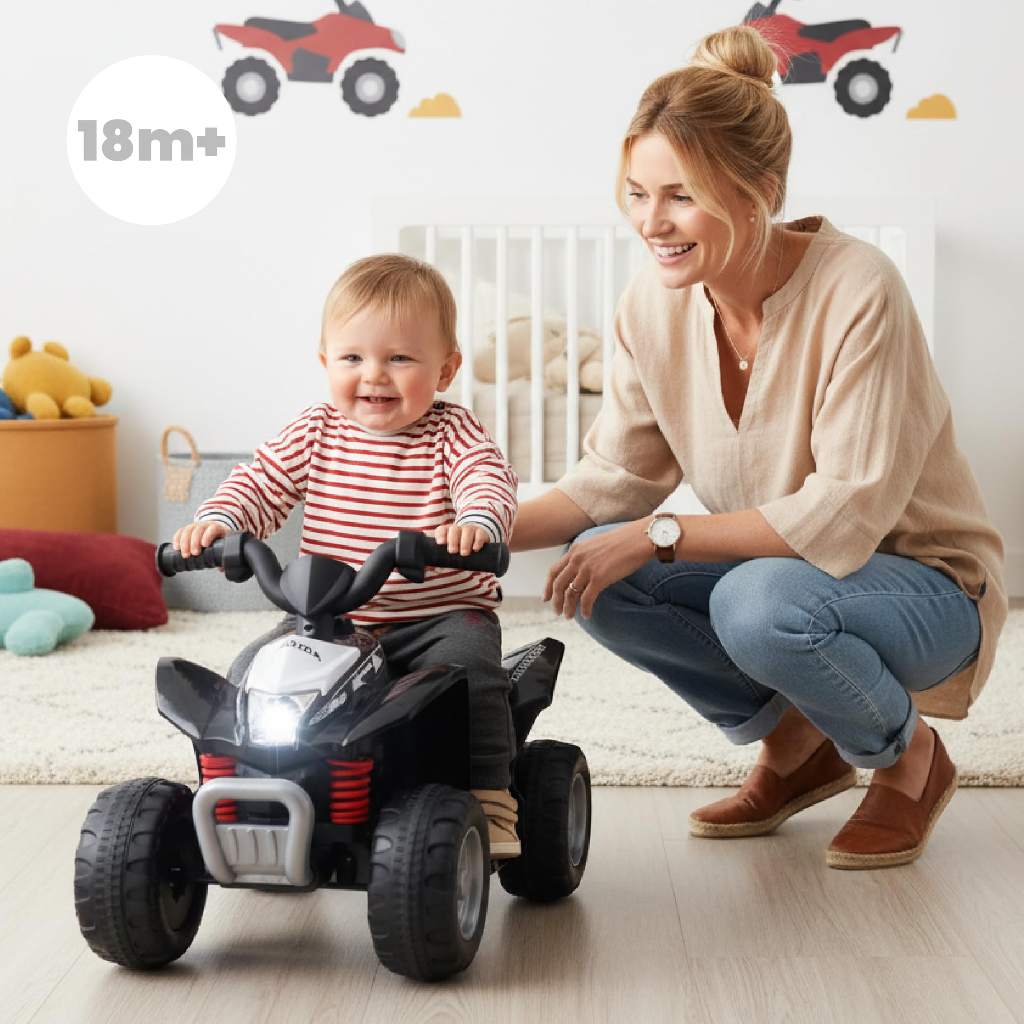 SUN BABY Quad Honda H3 TRX na Akumulator od 18 Miesiąca Czarny | lampka LED, sygnał dźwiękowy, profilowane siedzisko, licencja Honda, samochód dziecięcy, pojazd elektryczny