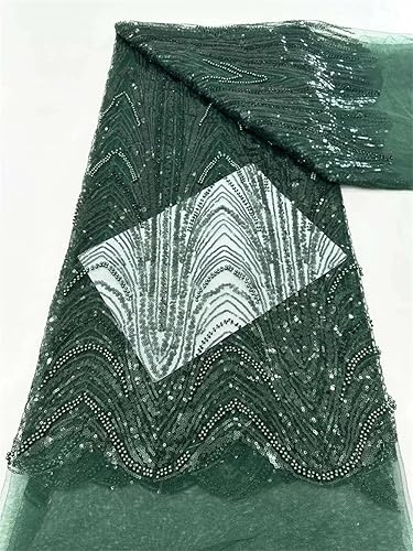 African Tulle Sequins Lace Fabric Heavy Groom Embroidery for Wedding