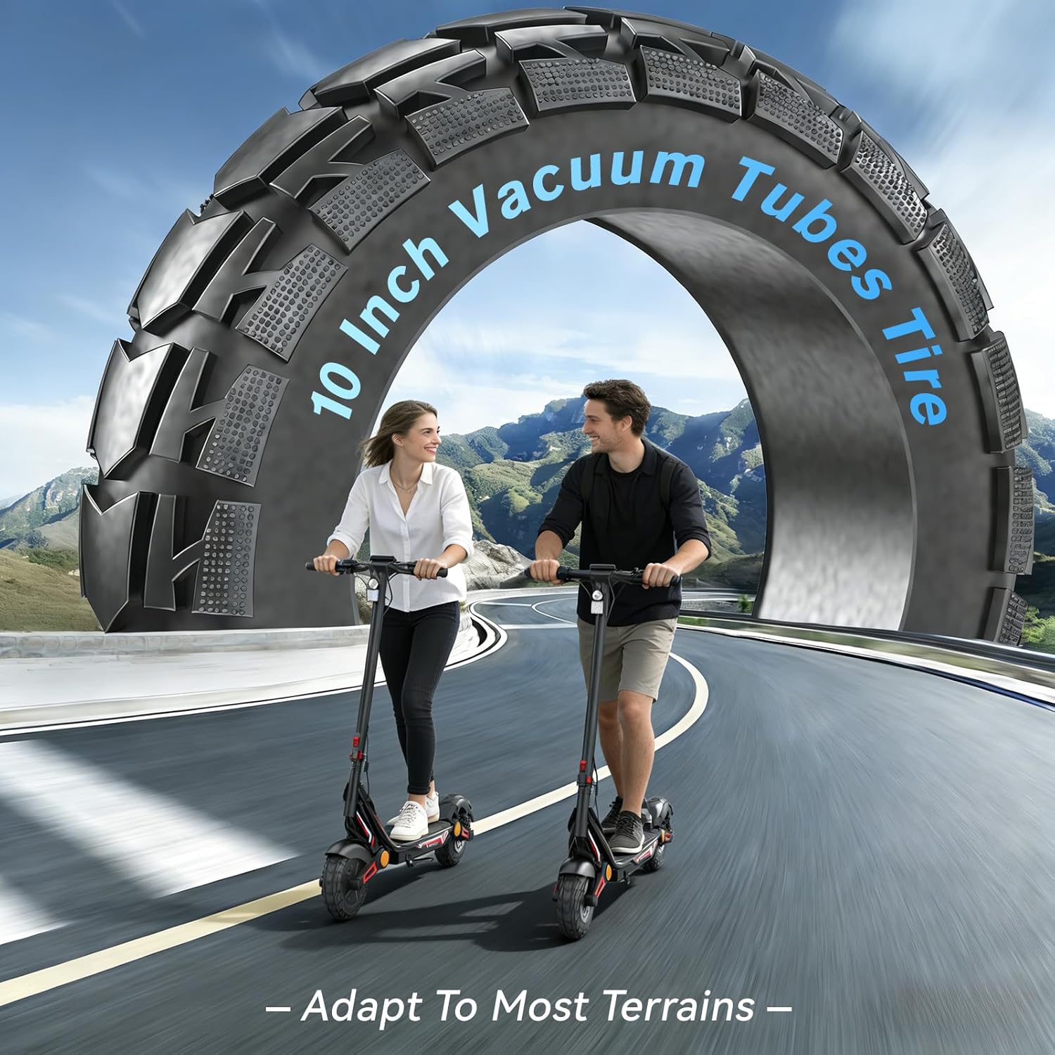 Adult Electric Scooter, 35MPH Fast E-Scooter with 45Miles Long Range, 10 Inch Off-Road Tires, IP54 Waterproof, Foldable & Portable Commuter Scooter for Adults & Teens