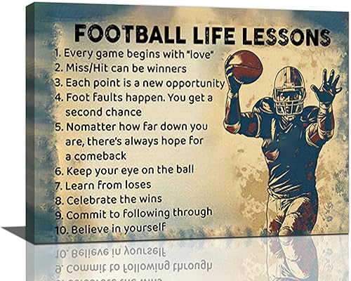 Arte de pared de fútbol de granja para habitación de niños, lecciones rústicas de vida de fútbol, decoración de pared, letrero de fútbol retro,