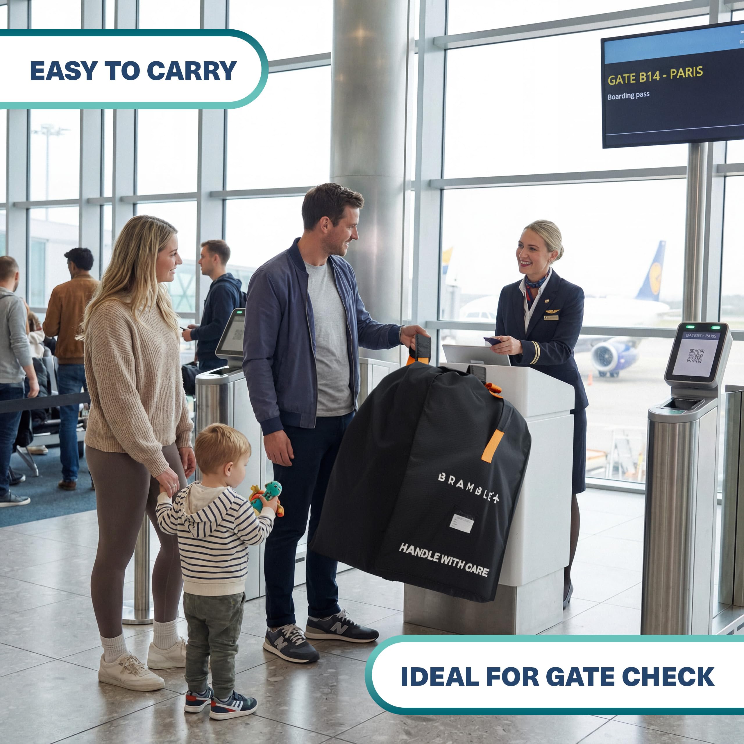 Bramble Borsa da Viaggio Seggiolino Auto Aereo Gate Check Nylon Balistico Idrorepellente 80 x 45 x 45 cm Nero