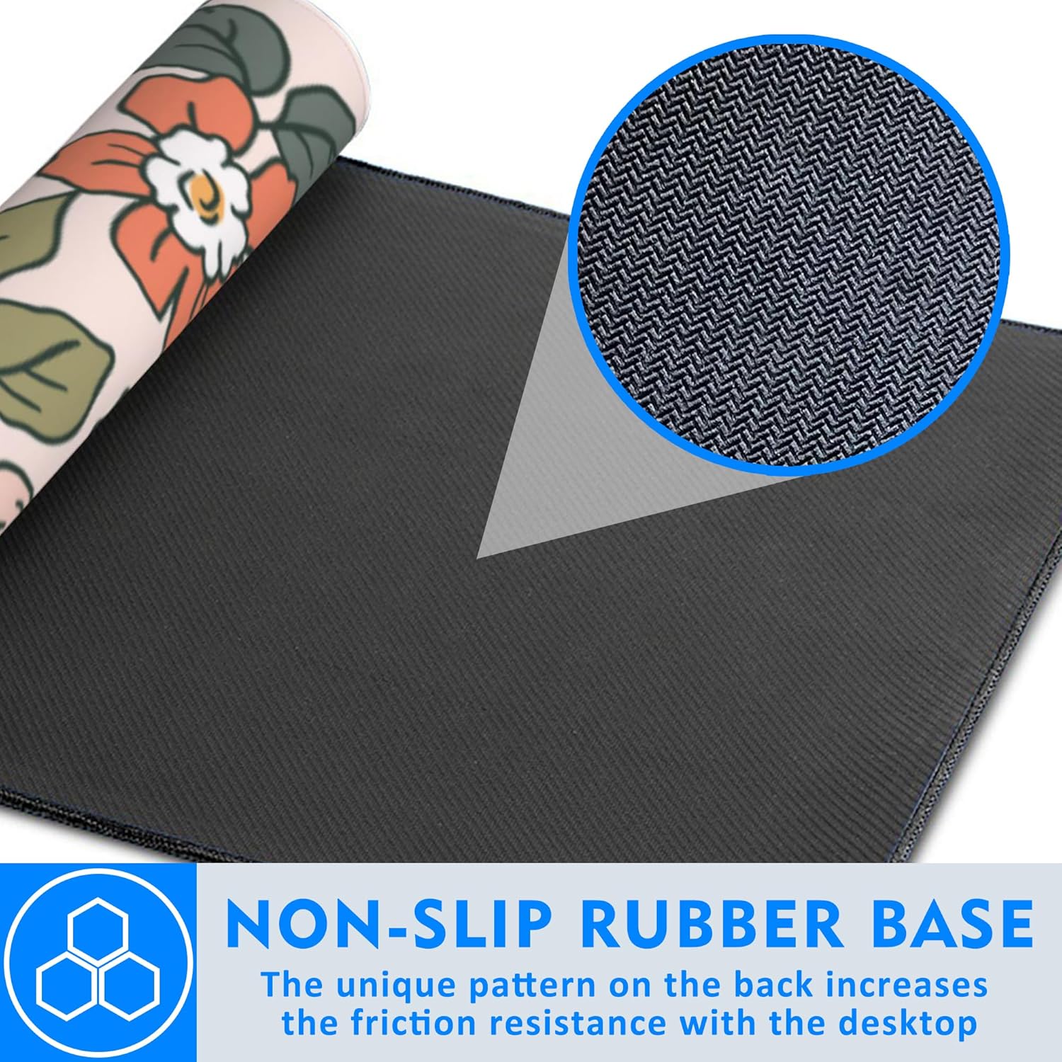 Art Colorful Florals Extended Large Mouse Pad,Large Gaming Mouse Pad,Extended Big Desk Mat Keyboard Pad,Waterproof Non-Slip Desk Mat for Home Office and Gaming 35.4x15.7 Inch - Image 4