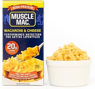 Muscle Mac High Protein Macaroni & Cheese Dinner with Real Cheese, 20g of protein, 6.75 oz (Pack of 5)